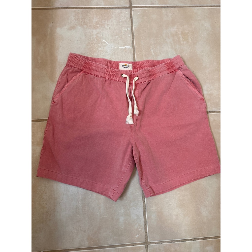 Marine Layer Men's 7" Saturday Canvas Short in Faded Rose Size Large